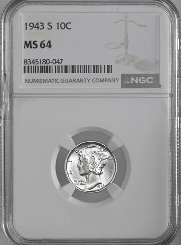 1943-S  10C  MERCURY SILVER DIME  "SAN FRANCISCO MINT"  NGC MS64 #8345180-047