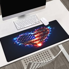 40 90cm1pc American Flag Heart Design Desk Mat - XXL Rubber Mouse Pad with Patri