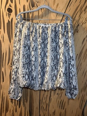Do+Be Off the Shoulder Animal Print Sheer Sleeves Blouse Size small 
