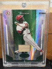 1 LOU BROCK 2004 Leaf Certified Materials EMERALD MIRROR GREEN BAT #5/5