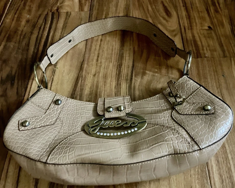 Bolso de Mano Vintage GUESS Y2K Glam Pitón Estampado de Serpiente Pequeño Cartera Bolso de Hombro Beige Foto 4 de 4