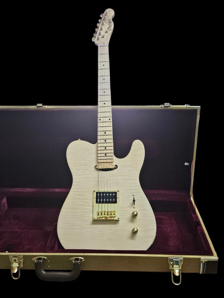 MUY BONITA GUITARRA ELÉCTRICA ESTILO TELE FLAMEADO ARCE CON ESTUCHE RÍGIDO TWEED Foto 3 de 4