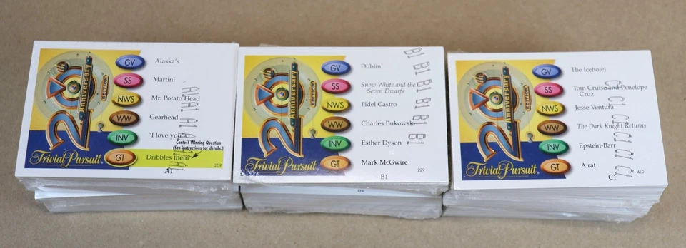 Trivial Pursuit 20 Aniversario 3 Barajas A, B, C 600 Cartas Trivia Solo NUEVO Foto 4 de 4