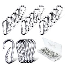 20 PCS Stainless Steel Carabiner Clips 1.57 Inch Spring Snap Hooks Outdoor Gear