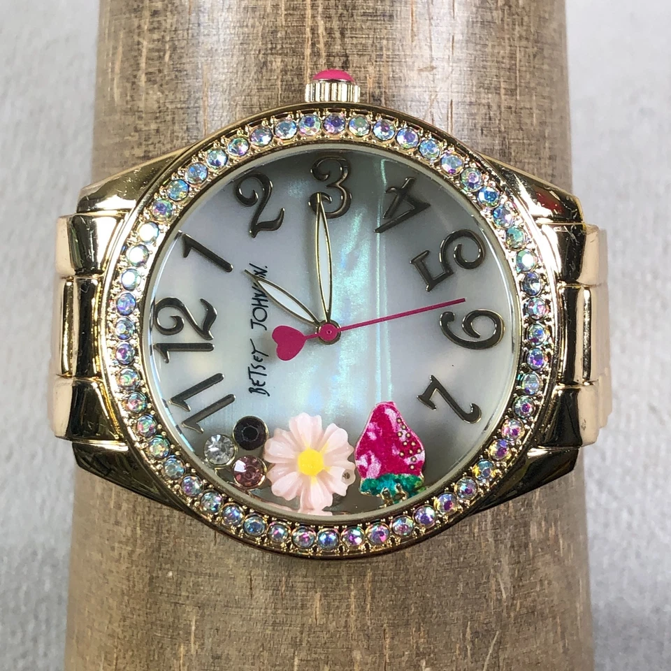Reloj Betsey Johnson Mujer BJW060 Vestido Pavé MOP Tono Dorado Cuarzo 41mm 7 1/2" Foto 2 de 4
