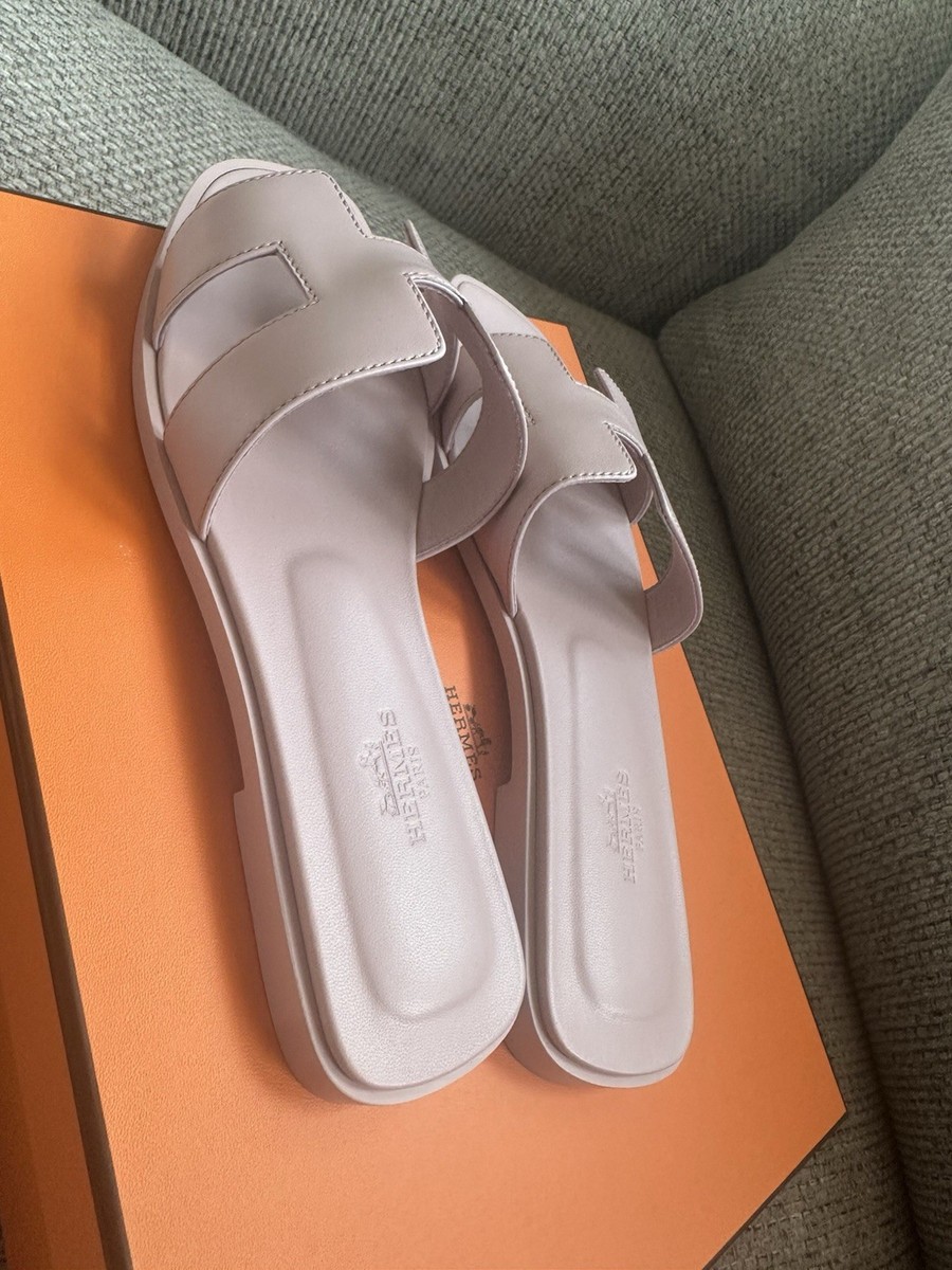 Size 36.5EU NEW HERMÈS Rose Cancan Calfskin ORAN Sandals | eBay