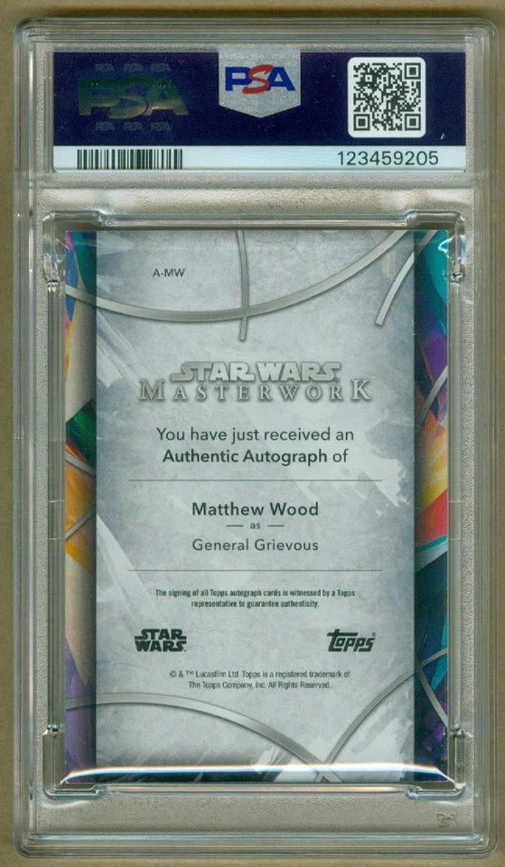 2024 Topps Star Wars Masterwork Auto Matthew Wood General Grievous PSA 6 Auto 9 - Image 2 of 3