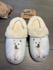 WESTIE Snugg Slippers for Pet Lovers Fuzzy Memory Foam S/M 6 - 8 non slip sole