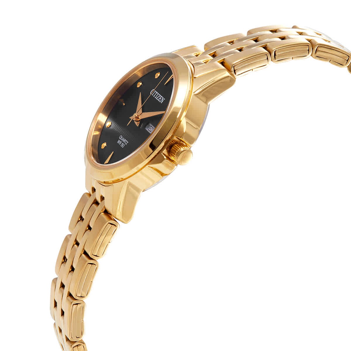 ★レア逆輸入★Citizen Quartz Black Belt Ladies Watch Citizen Quartz Black Dial Gold-tone Ladies Watch EQ0603-59F