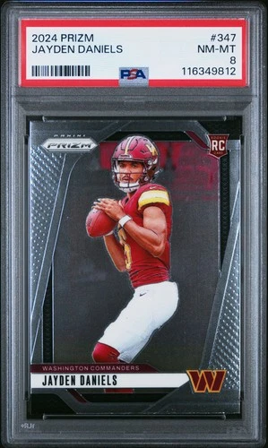 2024 PANINI PRIZM #347 JAYDEN DANIELS ROOKIE RC PSA 8