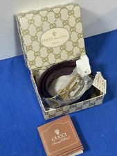 Vintage NIB NWT 9231 Two Tone Gucci Leather Double G Reversible Belt