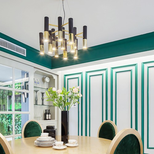 Lampadario moderno lusso oro nero accessori luce soffitto cucina camera da letto - Foto 5 di 19