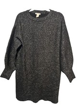 H&M Black Sparkly Oversized Sweater Dress Size Medium 