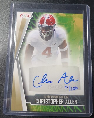 Christopher Allen - Sage 2022 - Denver Broncos, Alabama - Gold Auto - 11/100