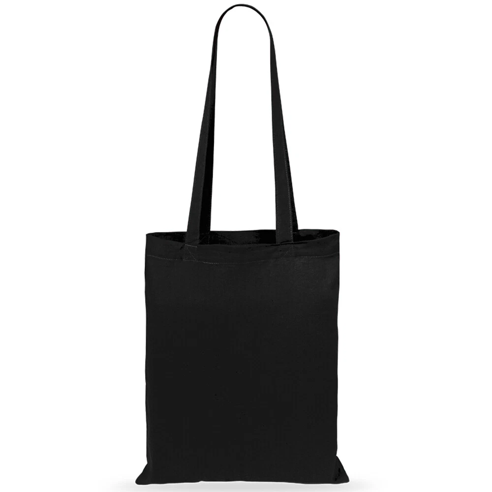 Black cotton canvas tote bag deals