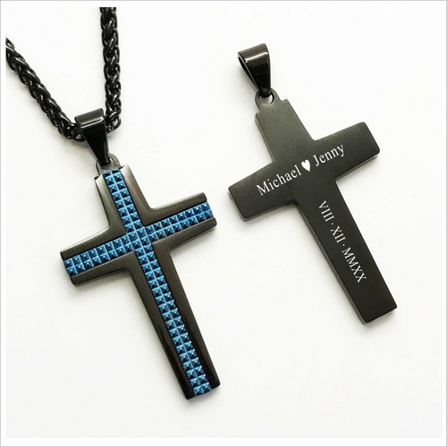 Personalisierte Edelstahl Kreuz Halskette, religiöse Halskette - Geschenk für Mama, Papa. - Bild 4 von 10