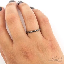 Sterling Silver 925 Tribal Design Band Ring Stackable Simple Silver Ring R42