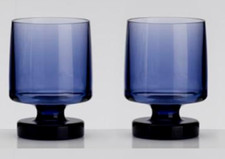 Flamefield Caravan SET OF 2 Heavy Base BLUE Acrylic Stacking Wine Goblet Glasses