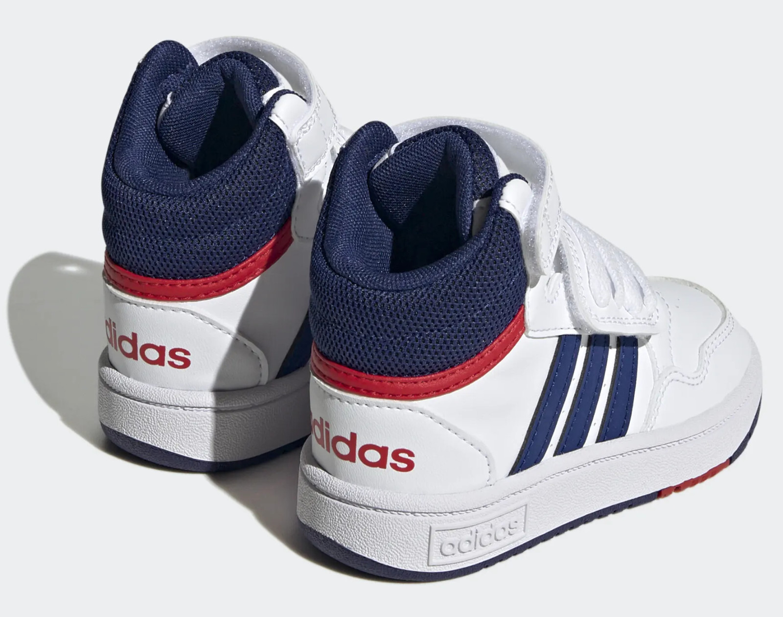 SCARPE BAMBINO/BAMBINA ADIDAS HOOPS MID 3.0- GZ9650 col.bianco/blu/rosso foto 4