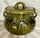 Vintage McCoy,  Pot /cauldron, with Lid, Green Drip Glaze, #7531