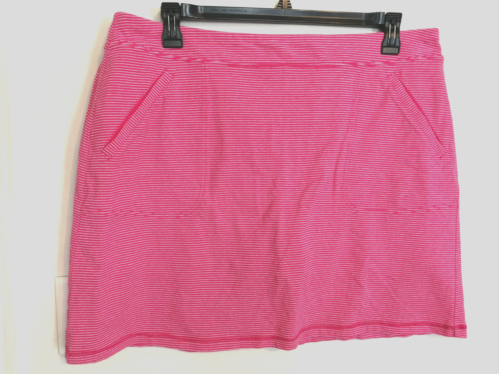 Talbots Womens Skirt XL Hello Saturday Knee Length Pink White Striped Pull On