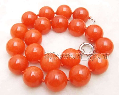 Genuine 18mm Round Natural Green Jade Necklace for Women Jewelry 18" Chokers - Picture 12 of 25