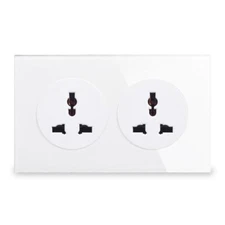 Double Wall Power Socket 13A Lock 146 Type Outlet Crystal Tempered Glass Panel