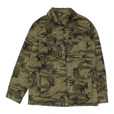 Golddigga Womens Green Camo Button Up Lightweight Military Jacket | Casual