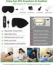 Heated Eye Mask with Temperature & Timer Control - USB - Graphene Heats Evenly
