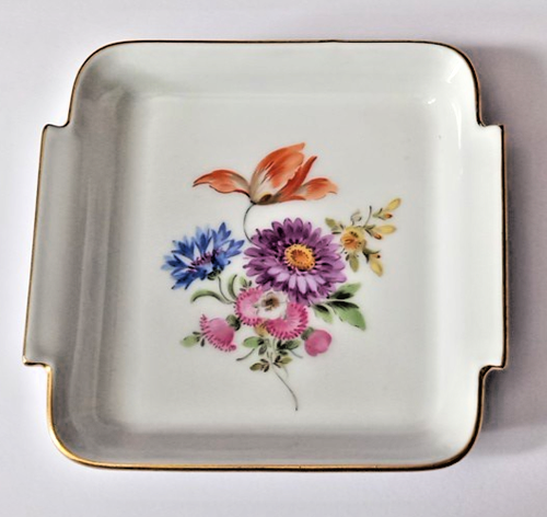 Meissen mit Petermannsstrich Teller Schale Blumenmotiv ca. 10 x 10,8 cm #130
