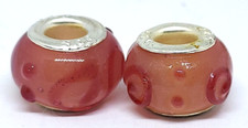 PALE PINK MURANO GLASS BEADS FOR EUROPEAN BRACELETS.