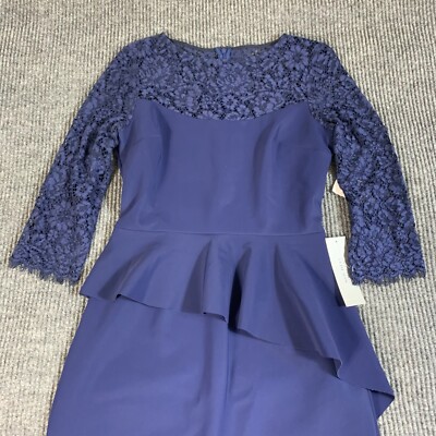 Teri Jon Dress Womens 4 Blue Lace 3/4 Sleeve Stretch Zip Elegant Wedding $460 | eBay Teri Jon Dress Womens 4 Blue Lace 3/4 Sleeve Stretch Zip Elegant Wedding $460 | eBay
