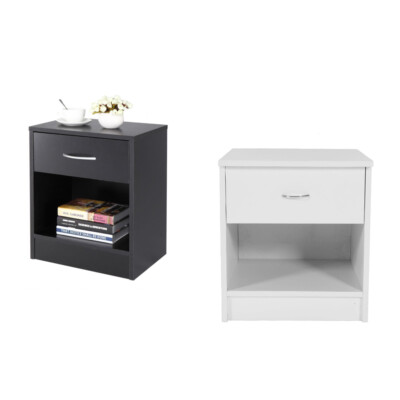 ADHW Bedroom Night Stand Bedside Table Furniture Open Storage W/Drawer End Table ADHW Bedroom Night Stand Bedside Table Furniture Open Storage W/Drawer End Table