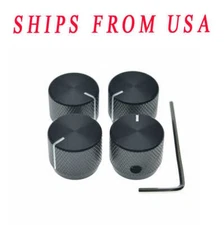 KAISH 4pcs 20mm Diam. Metal 1/4" Potentiometer Knobs w/ Indicator & Set Screw