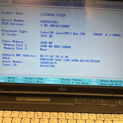 Laptop Fujitsu Lifebook S7210 14" 2.0 Ghz Intel Core 2 Duo 2GB 160GB HDD - Imagen 4 de 10