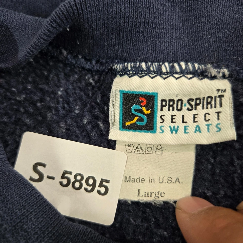 ВИНТАЖНЫЙ США флаг женщин толстовка большой синий вышитый ворота пуловер читать - Изображение 2 из 4