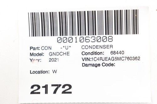 2011 - 2022 JEEP GRAND CHEROKEE WK A/C AIR CONDITIONING CONDENSER OEM 55038003AG - 第 11/11 張圖片