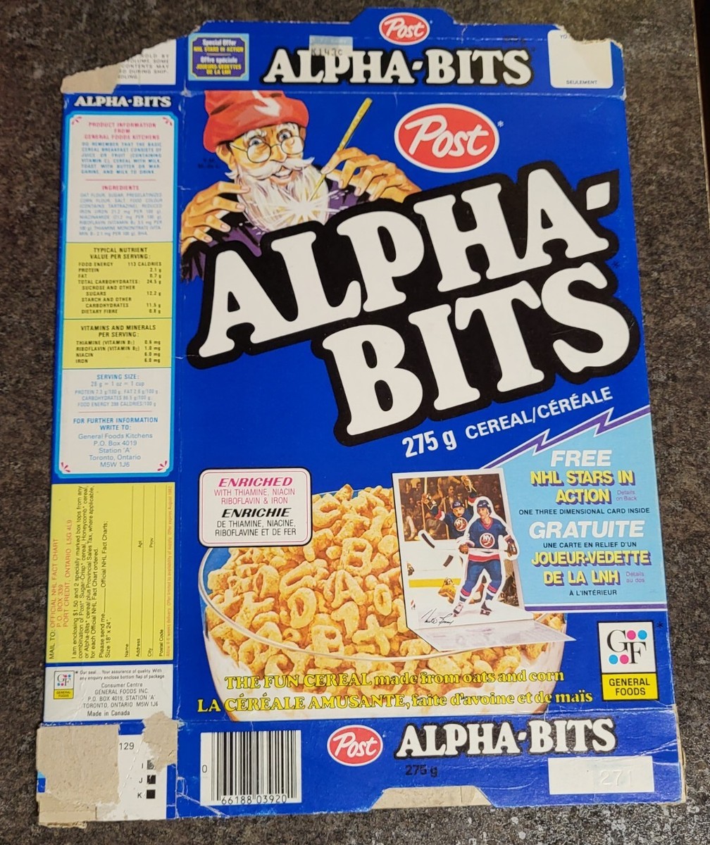 1981 Post Alpha-Bits Cereal Box- NHL Stars In Action Cards -Tough