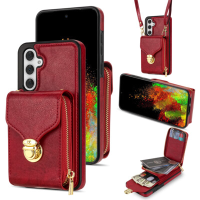 For Samsung Galaxy A54 PU Leather Back Wallet Cover Slim Case with strap