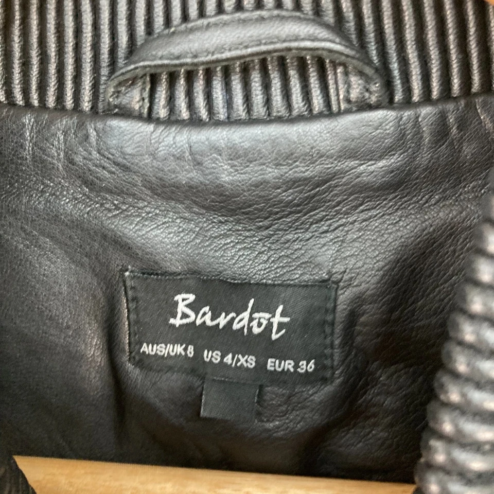 Chaqueta Bardot Mujer 10 Cuero Negro Motociclista Cremallera Completa Bolsillos Forrados A3007 Foto 4 de 4