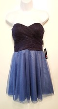 Teeze Me Juniors 11 Blue Party Strapless Tulle Dress Evening, Prom, New Years