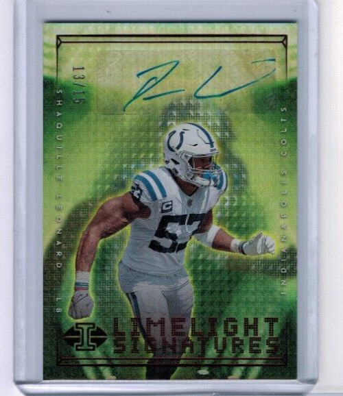 2022 Panini Illusions Shaquille Leonard Limelight Signatures Red Auto #'ed 13/15