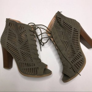 olive open toe booties