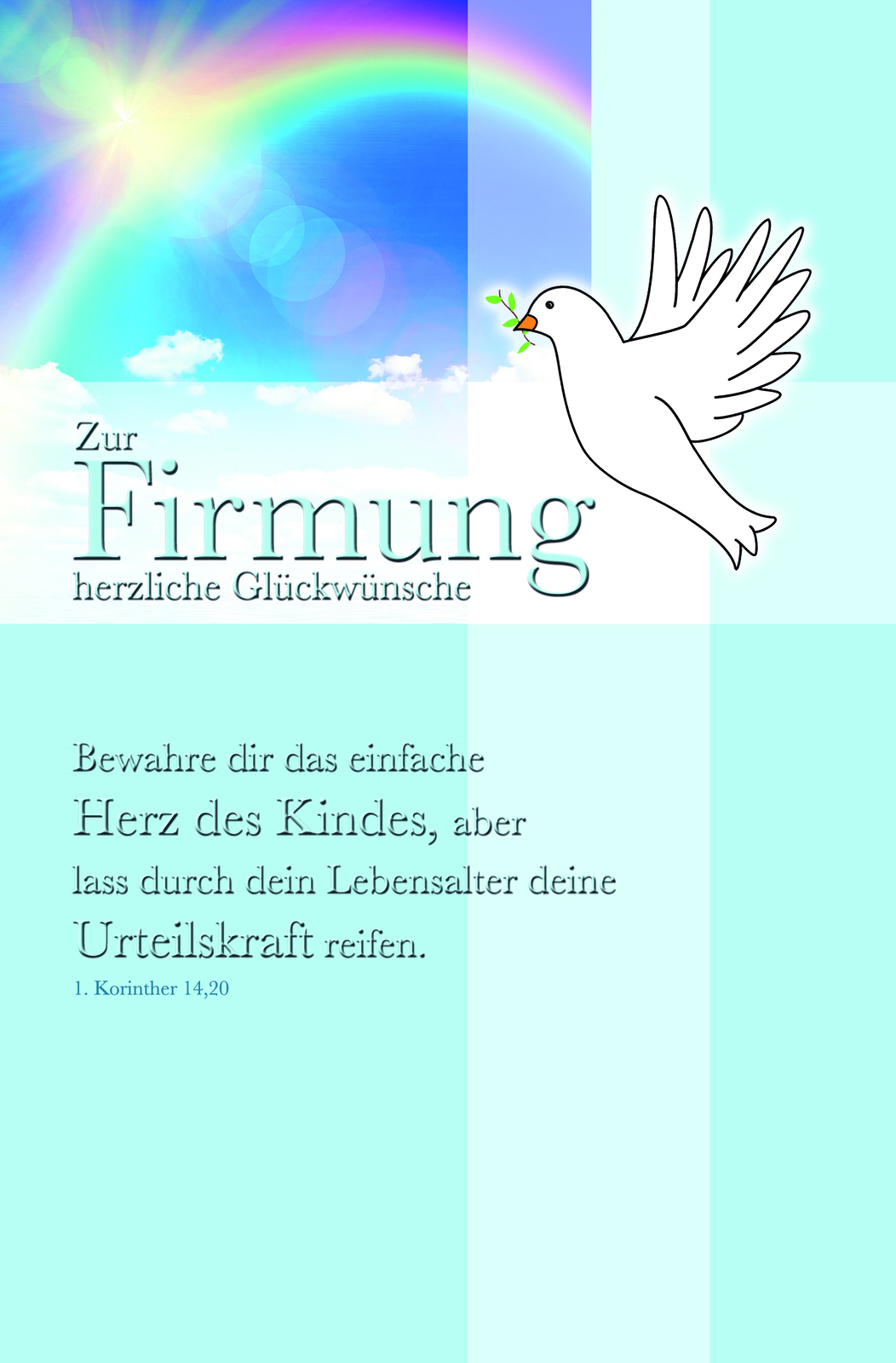A Firmung Glückwunschkarte mit Briefumschlag Zur Firmung Taube Korinther Spruch