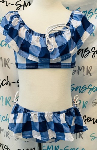 Well Dressed Wolf Wildling ruffle Blue Large checked Bikini size 8 years VGUC - Picture 3 of 12