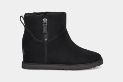 UGG Classic Femme Zip Mini Ankle Wedge Boots Black Suede EU 43 US