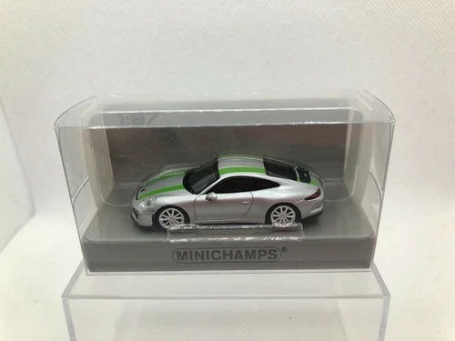 2016 MINICHAMPS 1:87 PORSCHE 911 R SILVER & GREEN LINES