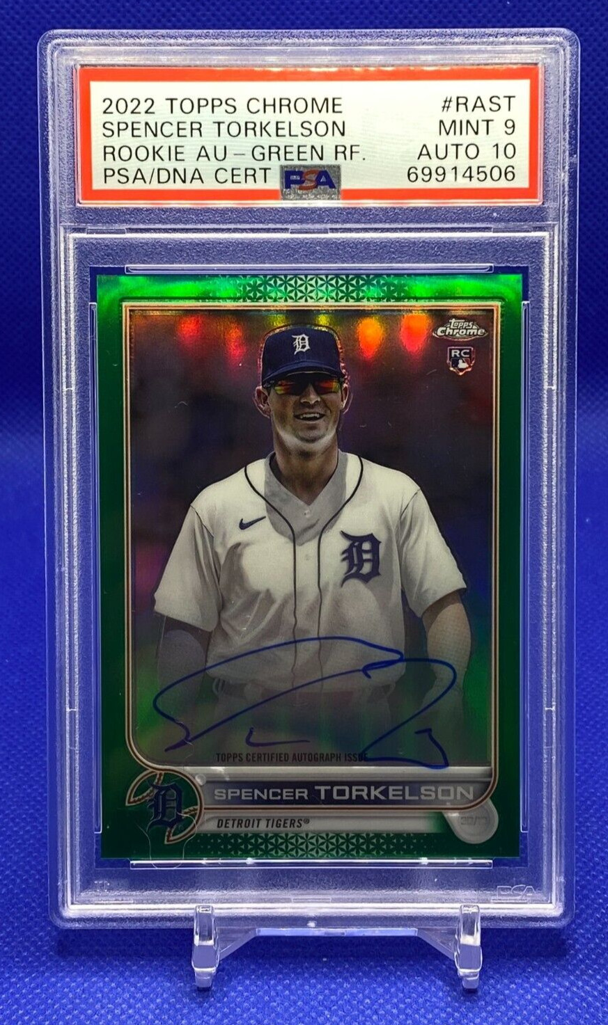 2022 Topps Chrome Spencer Torkelson Rookie RC Green Refractor /99 PSA 9 Auto 10