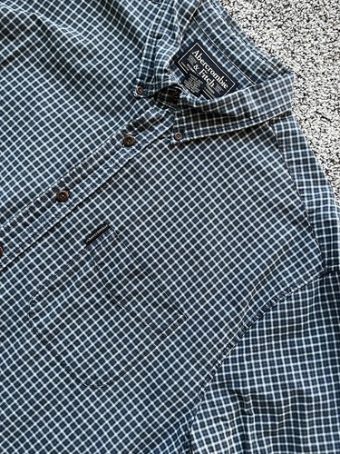 VINTAGE 90s Y2K ABERCROMBIE & FITCH Mens Plaid Button Down Shirt XL Blue
