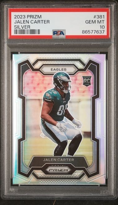 2023 Panini Prizm Jalen Carter #381 Silver Prizm Rookie RC PSA 10 Eagles